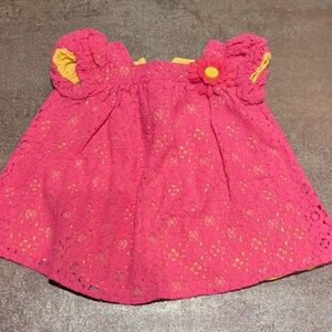 Pink Lace Baby Dress with Yellow Accents